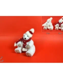 Addobbo Orso Polare Con Cappello E Sciarpa 16X14X14 Cm