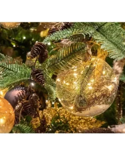 Addobbo Pallina Sfera A Batteria Con Corda E Led Per Albero Di Natale O10Cm