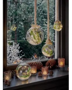 Addobbo Pallina Sfera A Batteria Con Corda E Led Per Albero Di Natale O10Cm