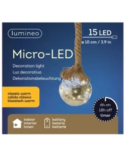 Addobbo Pallina Sfera A Batteria Con Corda E Led Per Albero Di Natale O10Cm