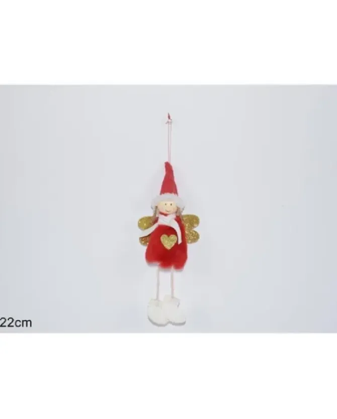 Addobbo Per Albero Di Natale Angelo Con Pelliccia E Sciarpa Cuore Oro