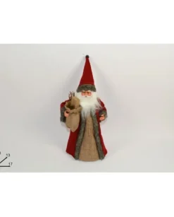 Addobbo Puntale Per Albero Di Natale Babbo Natale Vestito Di Juta 30X13X17 Cm