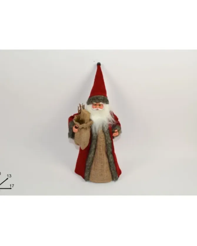 Addobbo Puntale Per Albero Di Natale Babbo Natale Vestito Di Juta 30X13X17 Cm