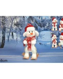 Addobbo Pupazzo Di Neve Con Sciarpa E Sci 28Cm