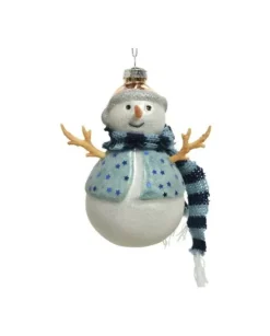 Addobbo Pupazzo Di Neve Di Vetro Per Albero Di Natale 1Pz
