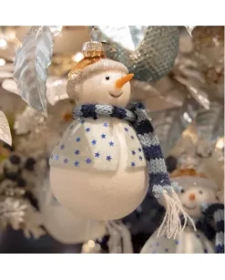 Addobbo Pupazzo Di Neve Di Vetro Per Albero Di Natale 1Pz
