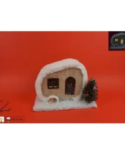 Addobbo Roulotte 22Cm Con Luce E Tessuto Innevata
