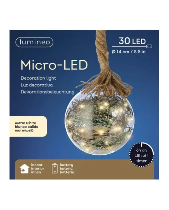 Addobbo Sfera Pallina Di Vetro Con Led Per Albero Di Natale
