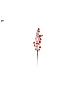 Addobbo Spillone Bacche Rosse Innevate 27Cm
