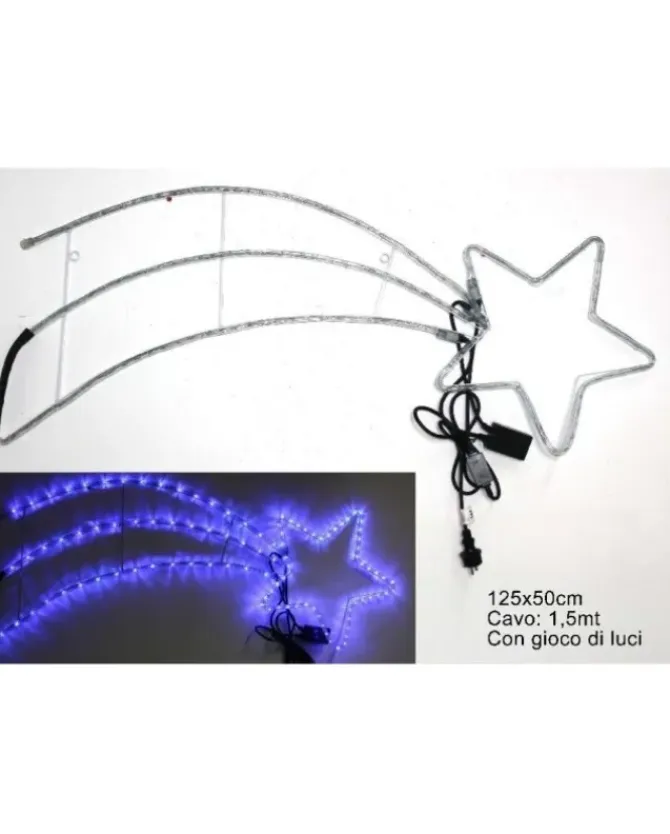 Addobbo Stella Cometa Da Esterno Con Luci Blu A Led 125X50 Cm