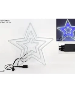 Addobbo Stella Luminosa Neon Bianco E Blu Con Giochi Di Luce