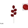 Addobbo Stelo Foglie Di Velluto 64Cm Rosso