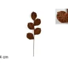 Addobbo Stelo Foglie Di Velluto Marroni 64Cm Per Albero Di Natale