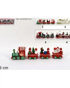 Addobbo Trenino Natalizio In Legno 19Cm 4 Varianti