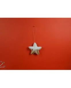 Addobo Stella Innevata Di Legno 13Cm Per Albero Di Natale