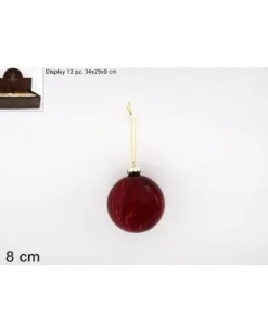 Adobbo Palla Di Vetro 8 Cm Marmorizzata Rossa Per Albero Di Natale