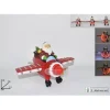 Aereo Con Babbo Natale In Resina Con Led E Scritta Olografica.