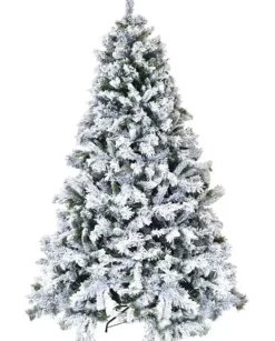 Albero Di Natale Alaska Bianco Innevato H240 Cm Montaggio A Gancio