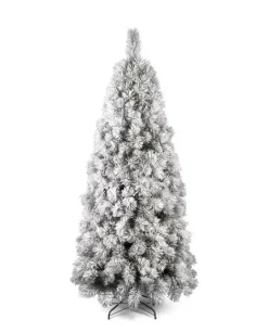Albero Di Natale Bianco Innevato Montana Slim 210 Cm |