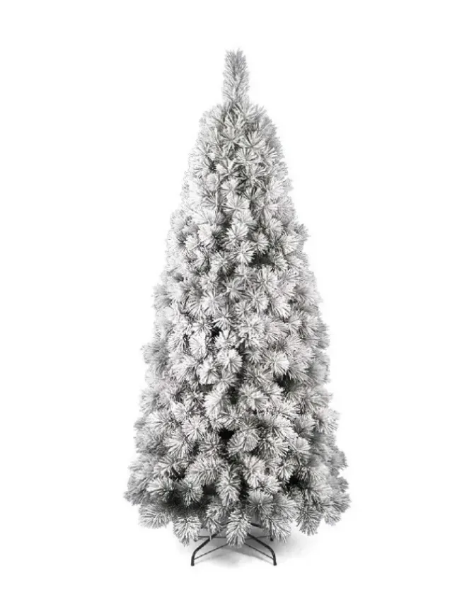 Albero Di Natale Bianco Innevato Montana Slim 210 Cm |