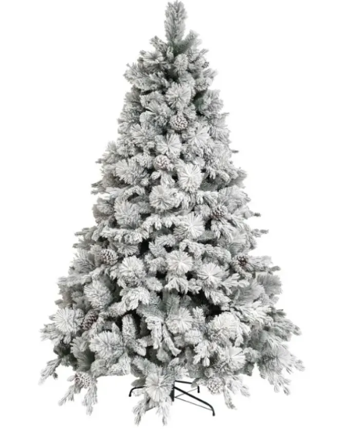 Albero Di Natale Bianco Innevato Big Sky Con Pigne 180Cm | Chianese
