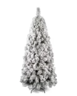 Albero Di Natale Bianco Innevato Montana Slim 240 Cm |