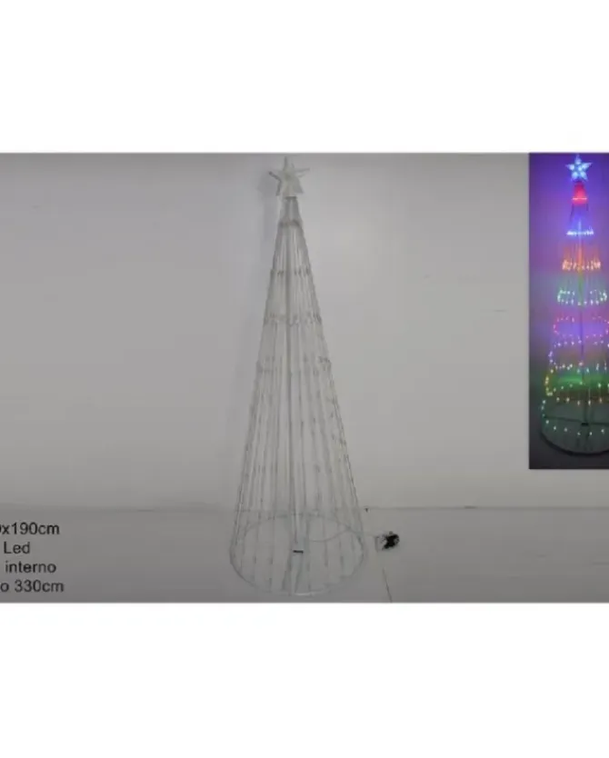 Albero Di Natale Luminoso 198 Led Multicolor 190Cm Uso Interno