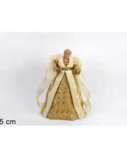 Angelo Con Abito Oro Puntale Per Albero Di Natale 45Cm