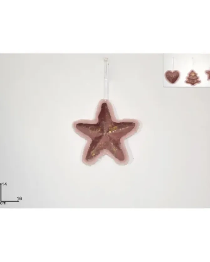 Appendino Addobbo Stella Velluto Rosa 16 Cm Per Albero Di Natale 1Pz