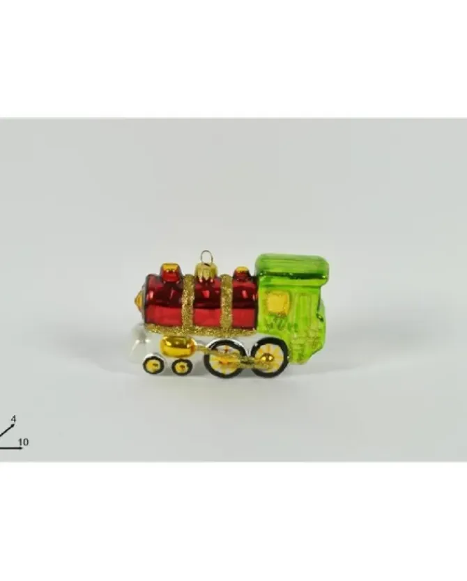 Appendino Decorazione Trenino Di Vetro Per Albero Di Natale 6X4X10Cm