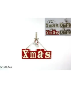 Appendino Dietroporta Fuoriporta In Legno Con Scritta Xmas 30X1X10,5 Cm