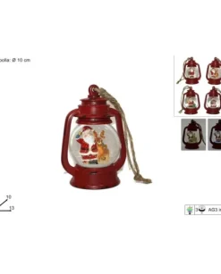 Appendino Lanterna 10Cm Con Luce E Babbo Natale 4 Varianti