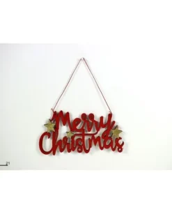 Appendino Scritta Merry Christmas Legno E Tessuto 11X21Cm