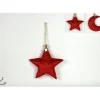 Appendino Stella - Luna In Velluto Rosso Per Albero Di Natale 1Pz