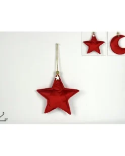 Appendino Stella - Luna In Velluto Rosso Per Albero Di Natale 1Pz