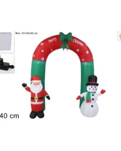 Arco Gonfiabile Con Babbo Natale E Pupazzo Di Neve Luci E Scritta Marrychristmas