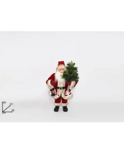 Babbo Natale Abito Alcantara Con Pelliccia 60X23X36 Cm