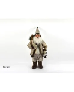 Babbo Natale Con Cappotto E Lanterna 60Cm