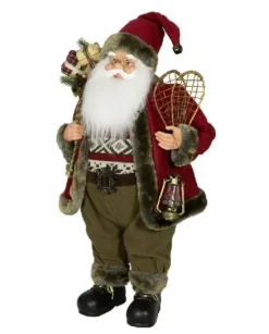 Babbo Natale Con Racchette E Lanterna 80Cm