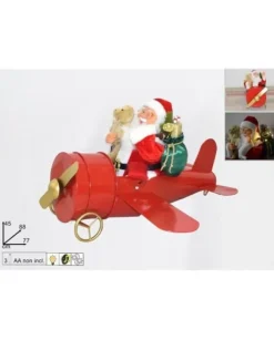 Babbo Natale Su Aereo Con Musica E Movimenti 45X88X77 Cm