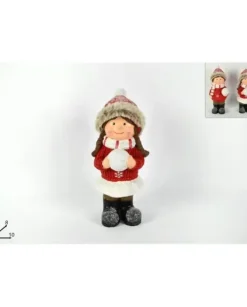 Bambola Natalizia Bimba O Bimbo Con Cappello E Palla Di Neve 27Cm