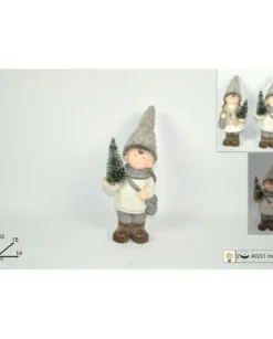 Bimbo/A In Terracottacon Cappello Pelliccia Con Albero Di Natale