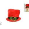 Cappello Cilindro Rosso Con Bacche