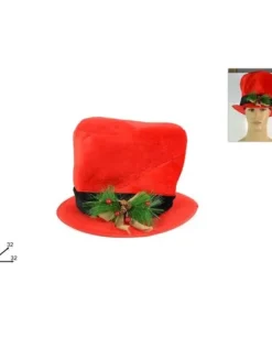 Cappello Cilindro Rosso Con Bacche