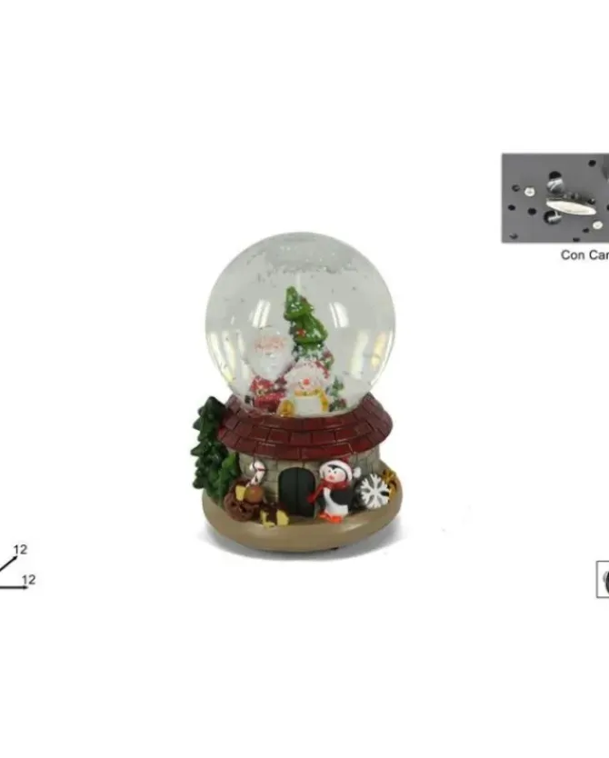 Carillon Ampolla Con Babbo Natale 16 Cm