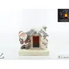 Casetta Con Babbo Natale Luce Led Effetto Fuoco A Batteria 37X26X38 Cm