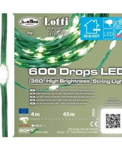 Catena Lineare 600 Gocce Di Luce Led 360° Bianco Catena Lineare 45M Mt