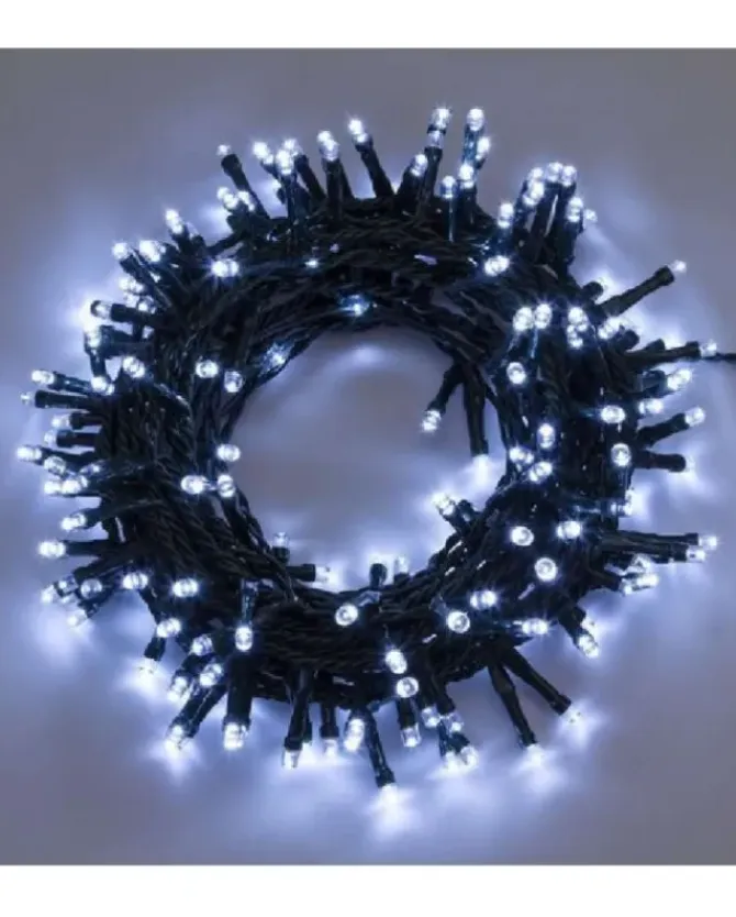 Catena Lineare Luci 320 Led Bianco Con Controller 12,8 Mt Per Albero Di Natale