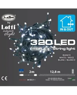 Catena Lineare Luci 320 Led Bianco Con Controller 12,8 Mt Per Albero Di Natale