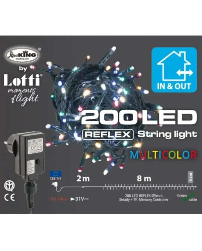 Catena Lineare Tl-C 200 Led Multicolor O5Mm Reflex, Memory Controller 8 Giochi